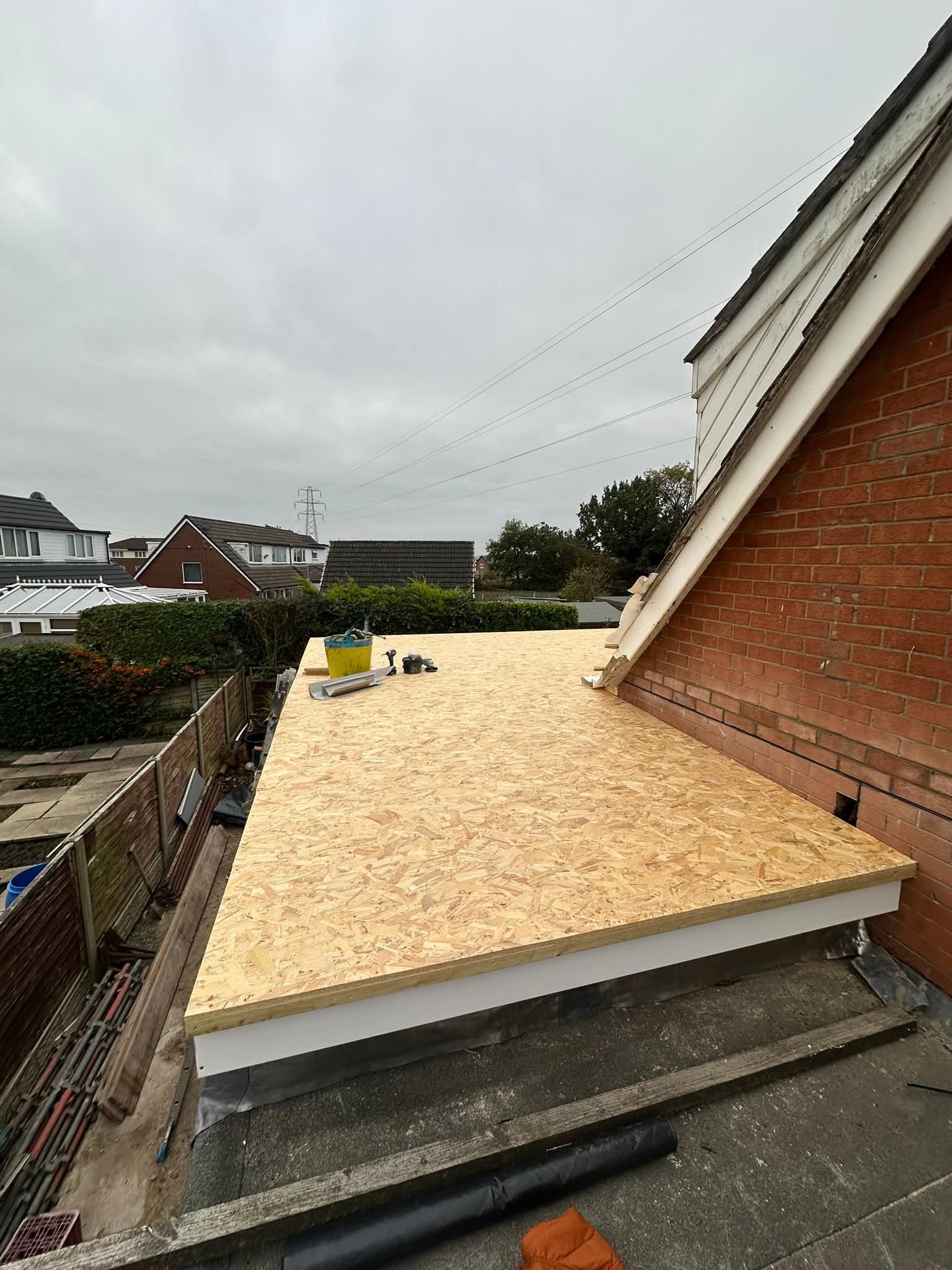 Fibreglass flat roof installation