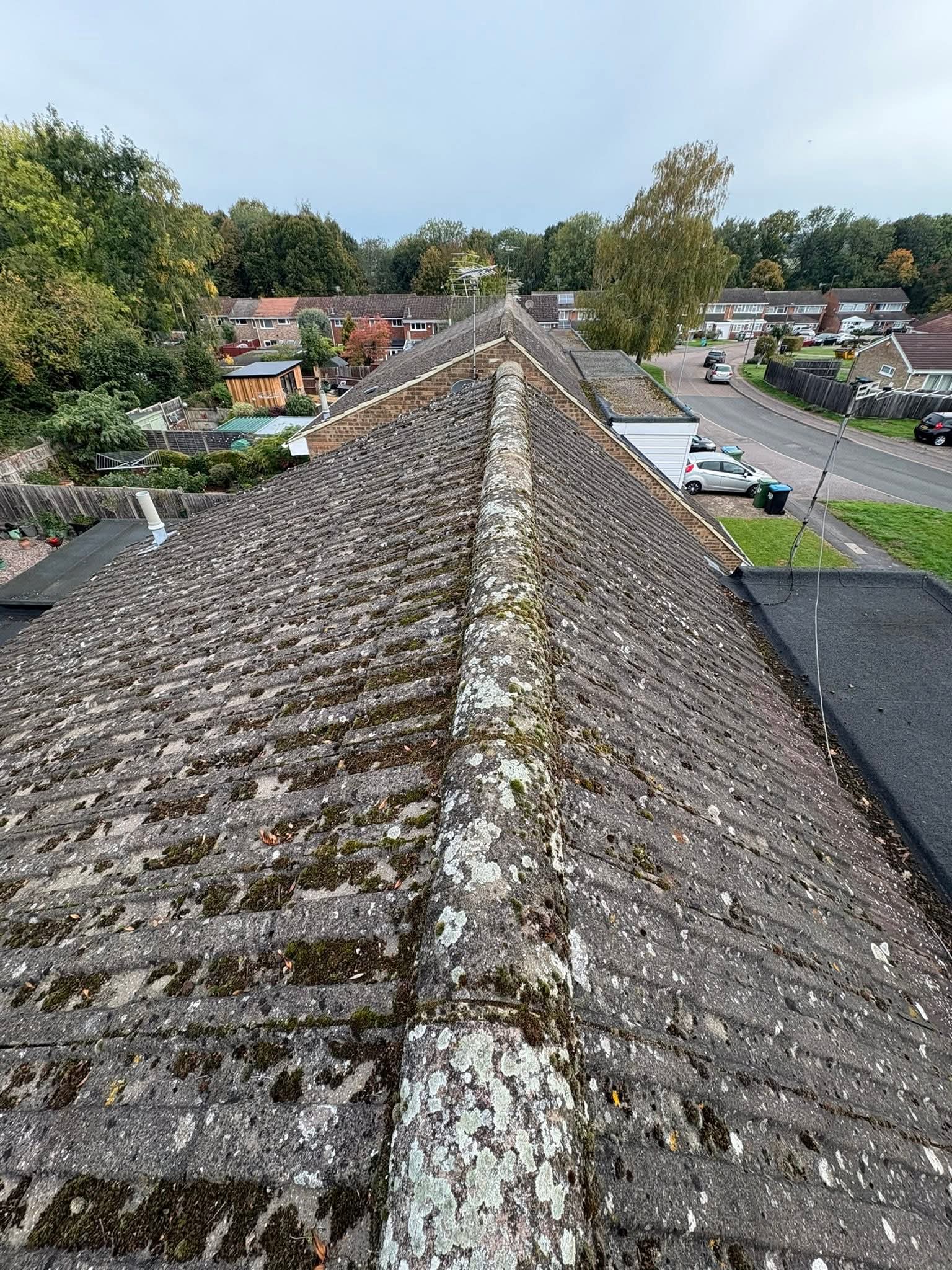 Flat roof area before or after treatment