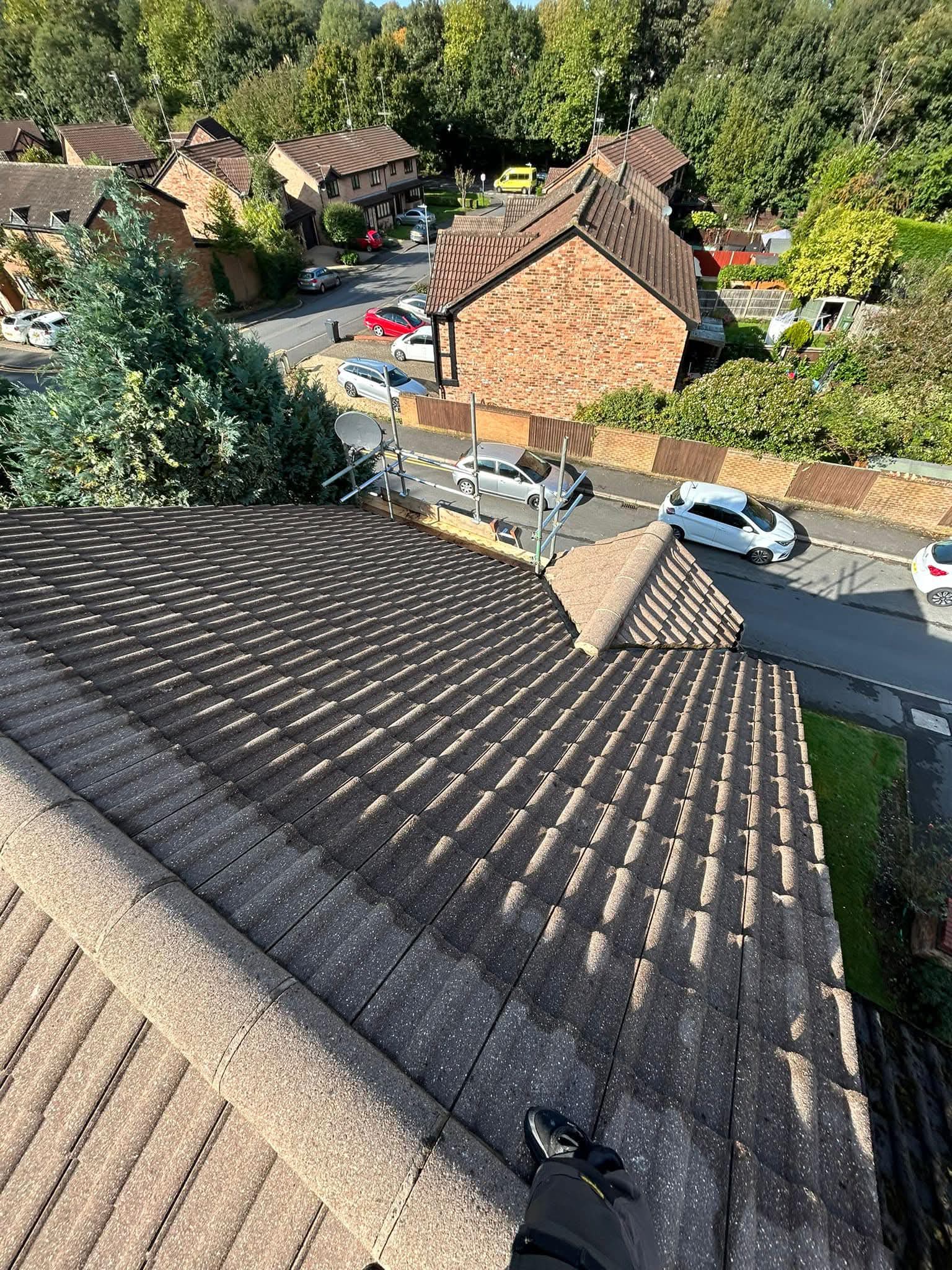 Adjacent flat roof and pitched roof junction