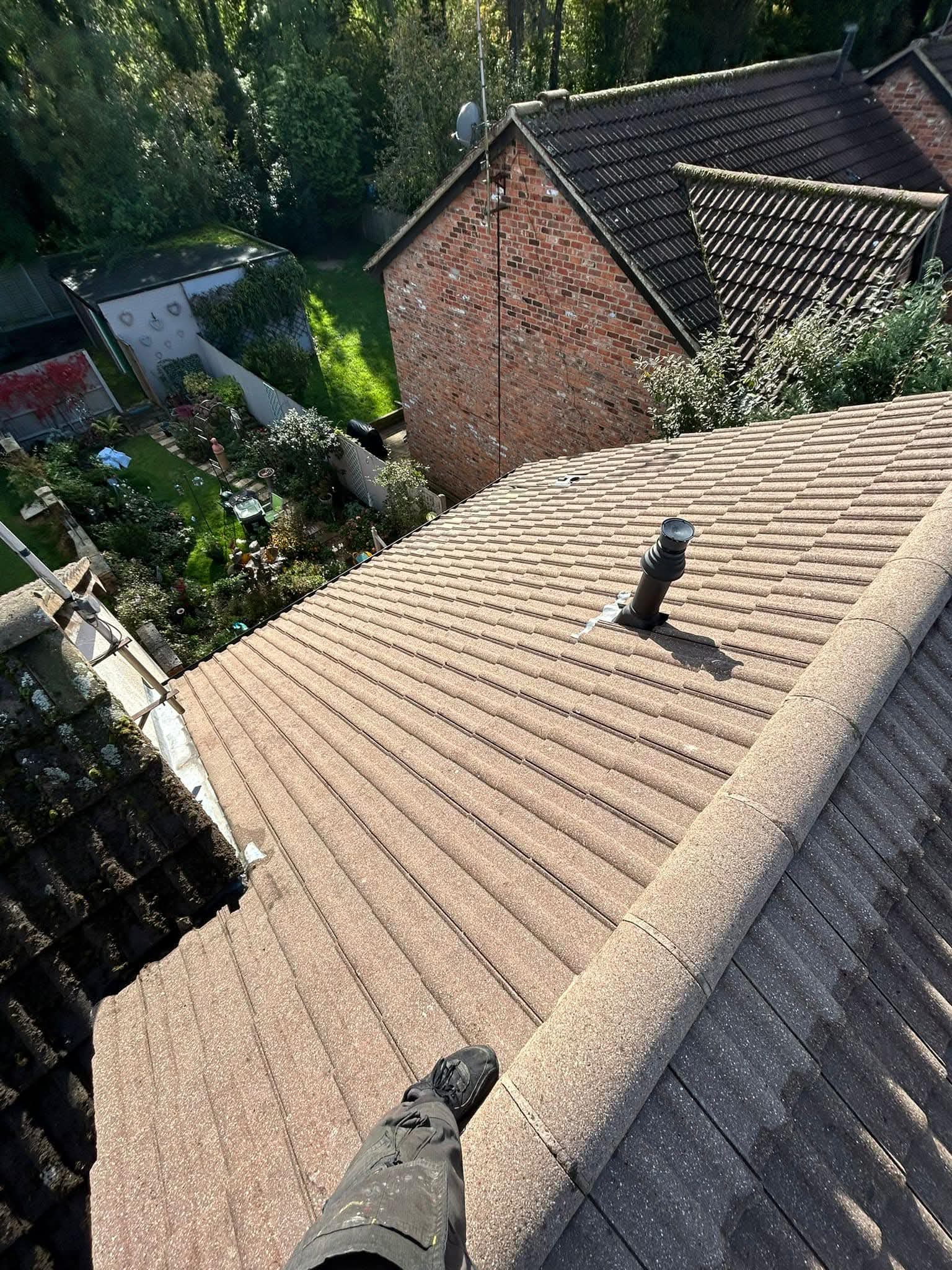 Roofline and tiles after treatment pass